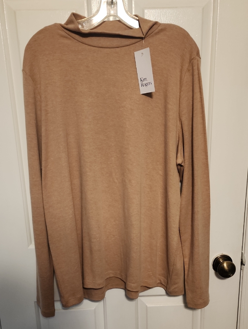 Kim Rogers Women's Cowl Neck Long-Sleeve Sweater — Camel Tan